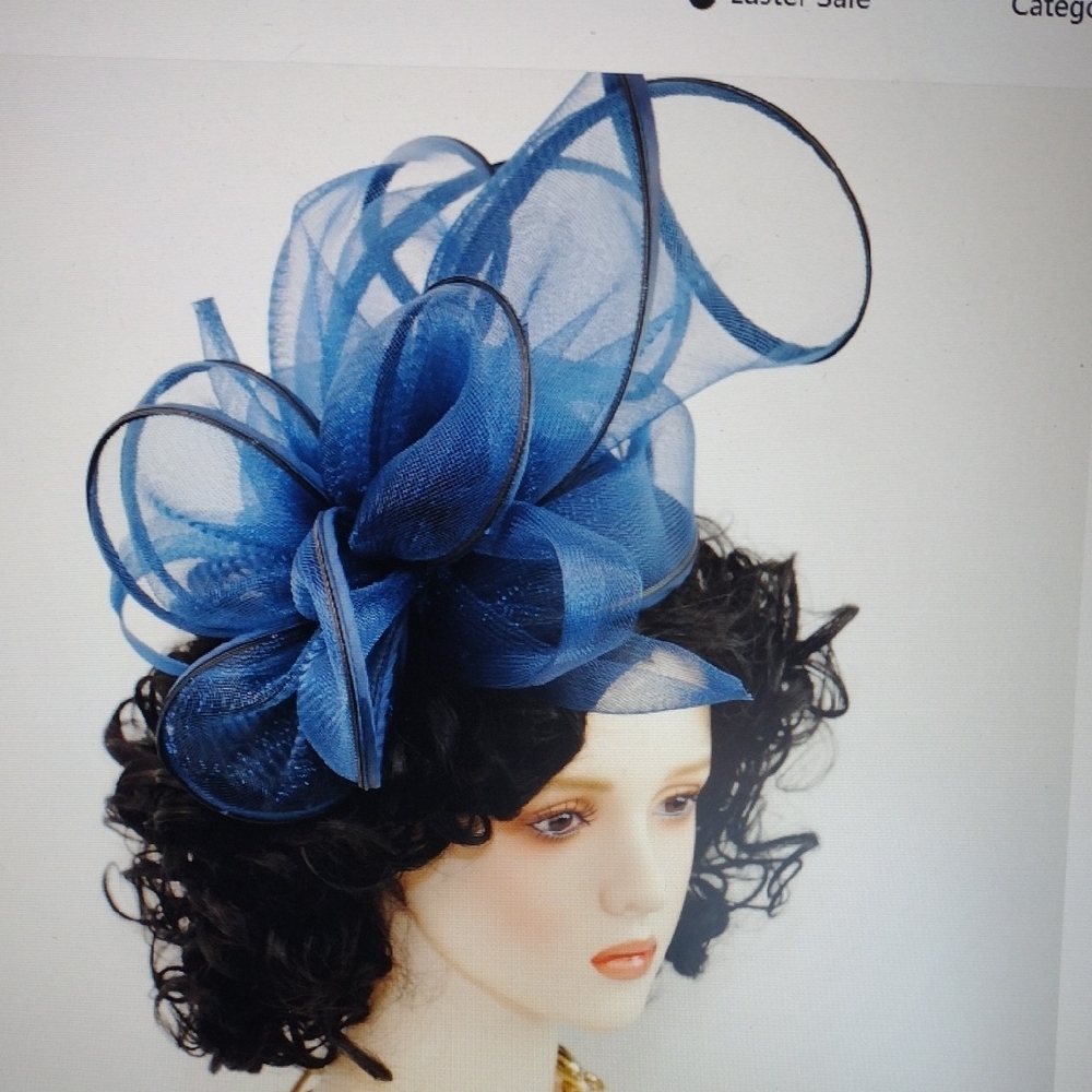 Elegant Blue Fascinator Kentucky Derby Horse Race Mother's Day